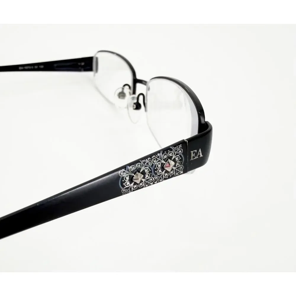 Elizabeth Arden Semi Rimless Rectangle Eyeglasses Blue Floral 51□17 Office EUC